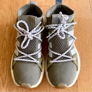 adidas Women’s Olive Green High-Top Sneakers with White Laces